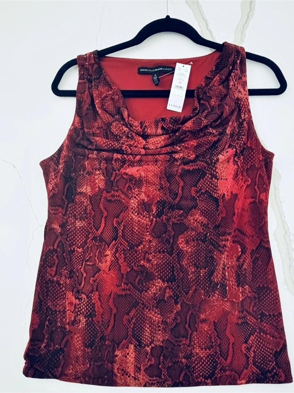 White House Black Market Snake Print Tank Top in Red & Black NWT